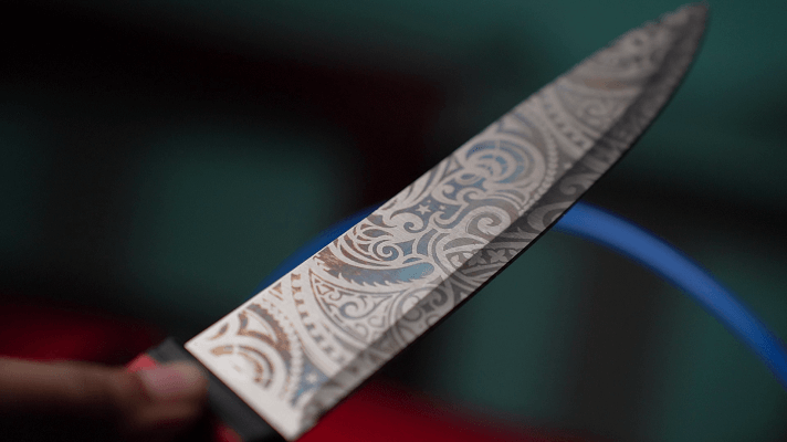 Laser etching on Knife