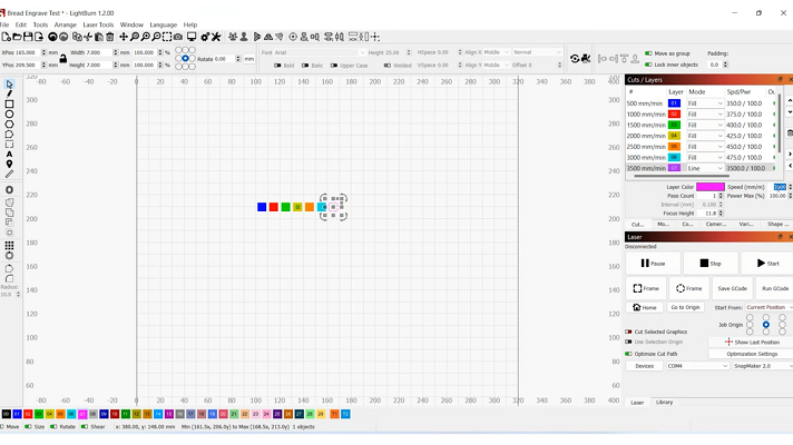 Making test pattern on LightBurn
