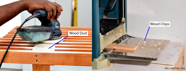Debris formed on sanding and planing jobs