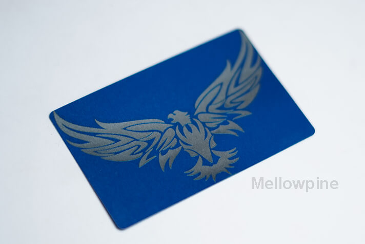 A metal business card engraved on TwoTrees TS2