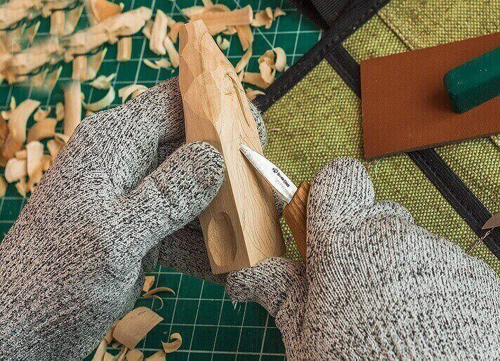 Carving wood with a knife