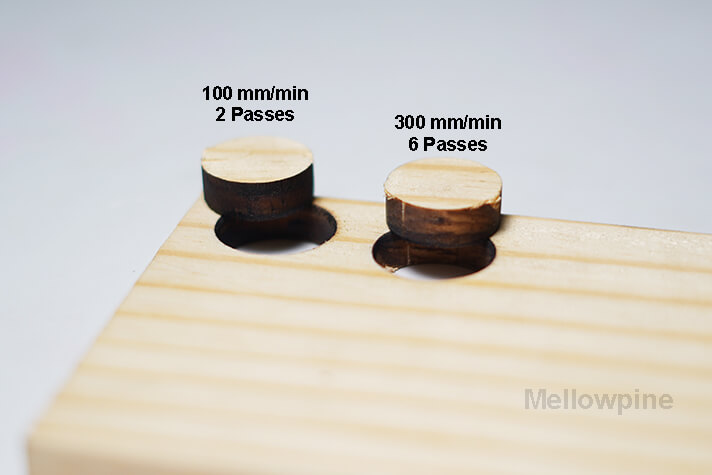 10 mm thick pine cut using Ortur Laser Master 3