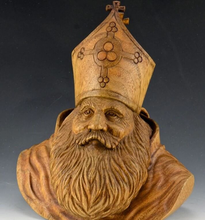 ​​Saint Nicholas hand carved on butternut wood
