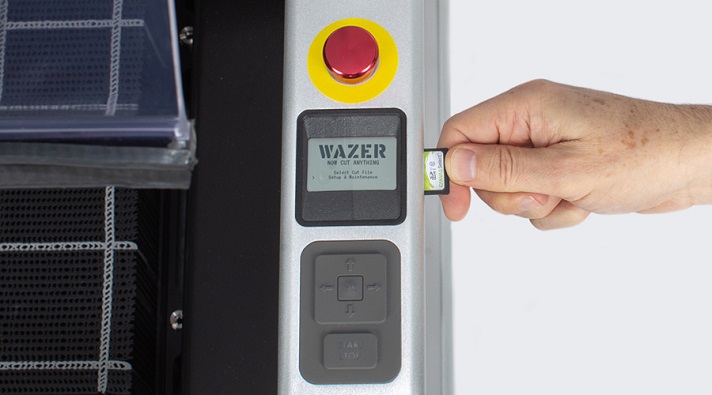 Connecting an SD card to the WAZER waterjet machine