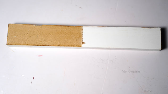 Danish oil applied over a painted pine wood piece (after it's dry)