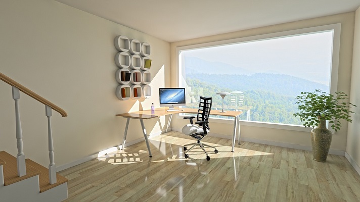 a laminate floored room