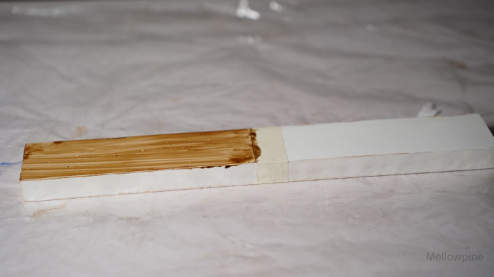 Danish oil applied over a painted oak wood