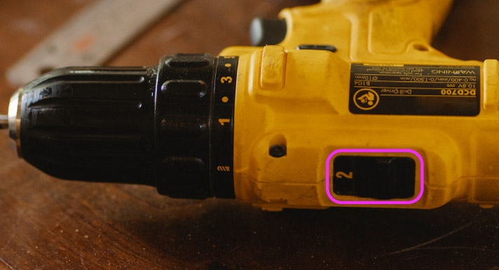 Gear selection switch on a drill