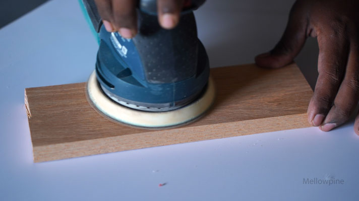 Sanding an oak wood surface