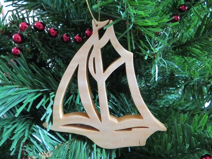 Scroll sawed maple wood ornament
