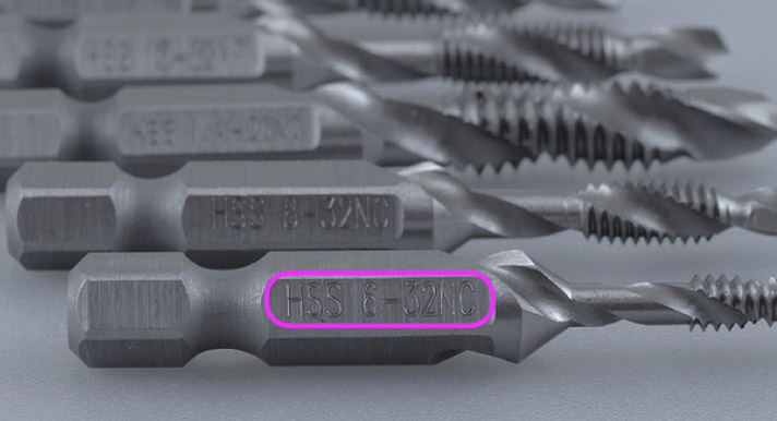 Size mentioned on a drill bit