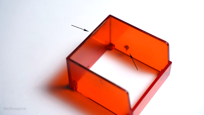 The acrylic shield on the xTool 40W module burned due to heat development.