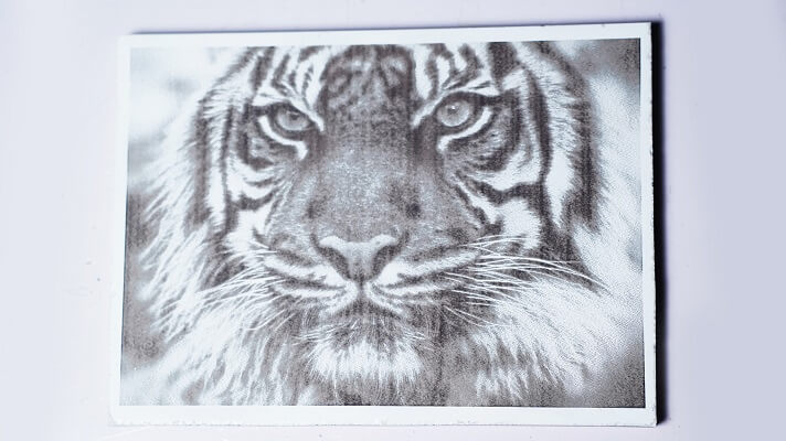 A photo laser engraved on tile