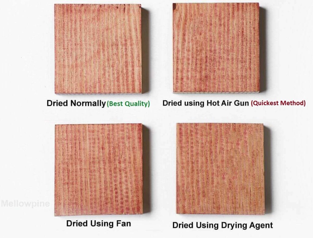Difference between the quality of the stain due to different drying techniques 