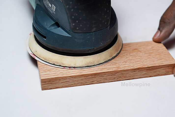 Sanding Oak workpiece
