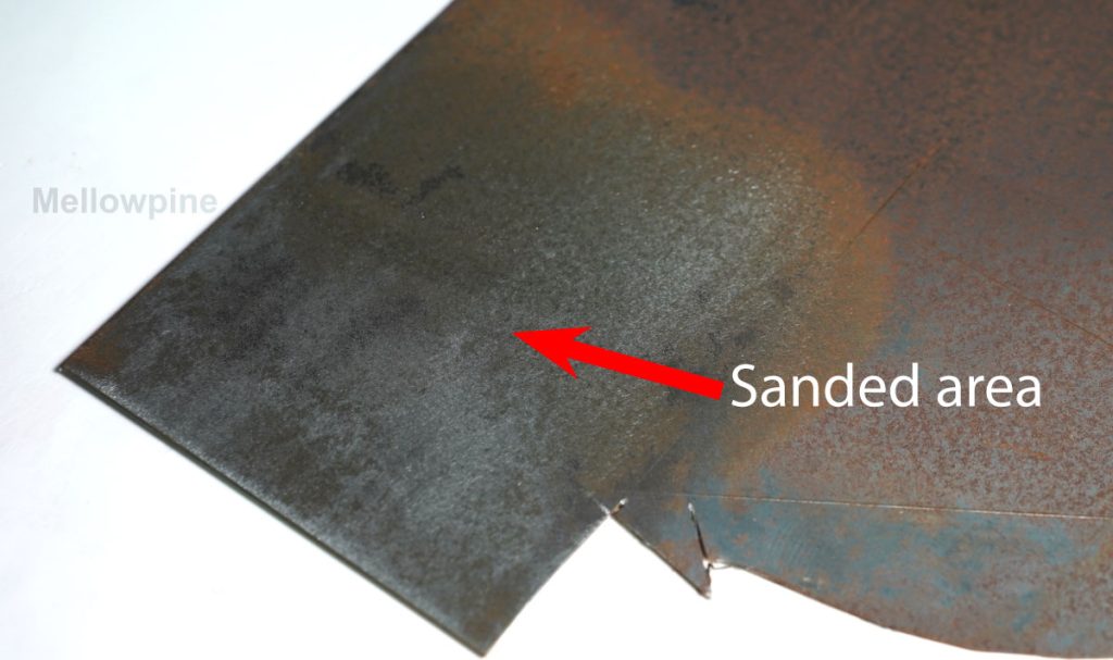 sanded area on a metal sheet