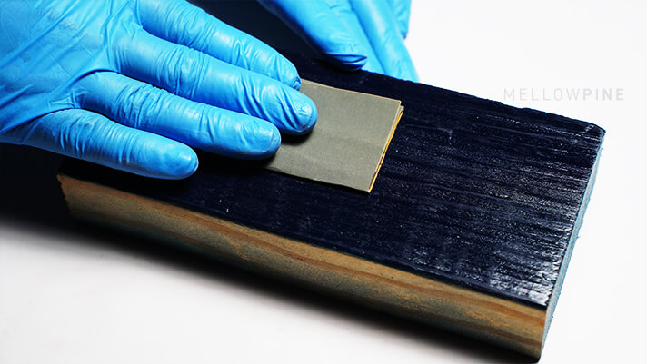 Sanding the Painted Wood with 320 -Grit Sandpaper