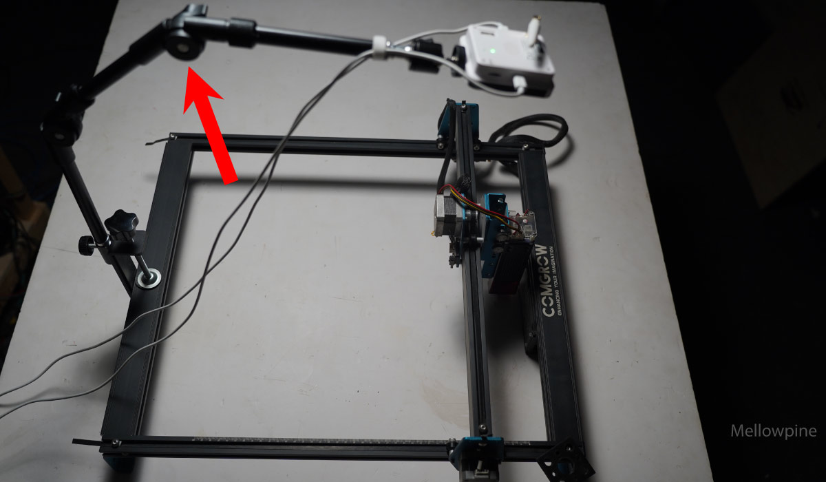 Adjustable overhead arm used to position Lasercam