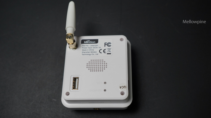 USB port and Wi-Fi antenna on the back side of Lasercam