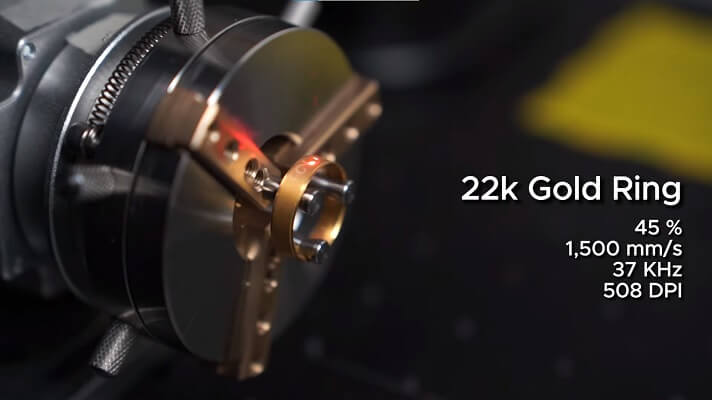 ComMarker B4 engraving on a 22K Gold ring