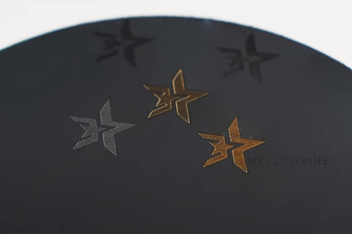 Different colors of engravings produced on Stainless steel by altering speed, power, and frequency