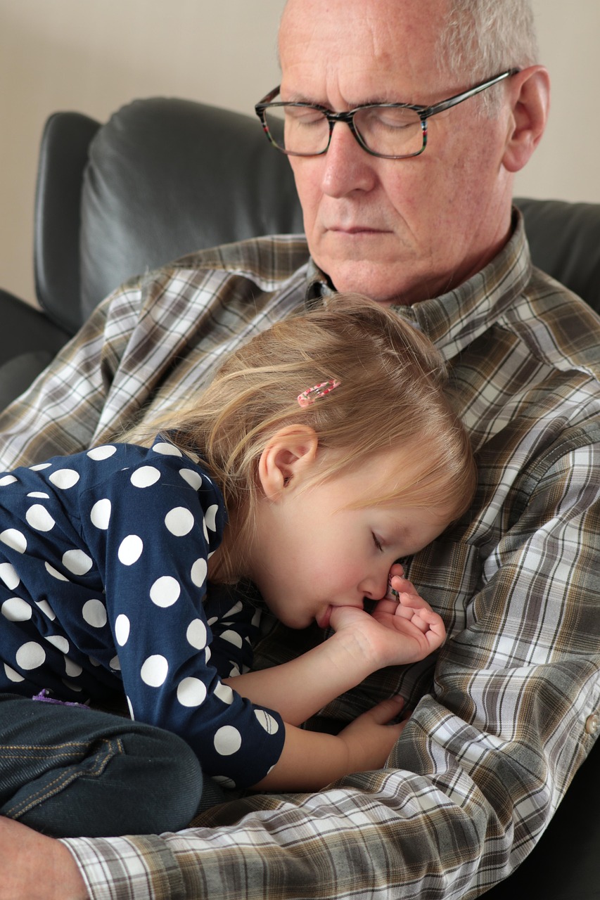 Grandkids watching grandparents interact