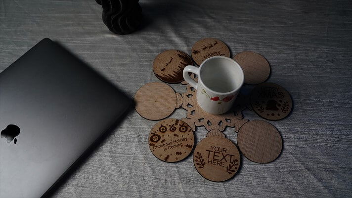 Laser cut coasters from plywood