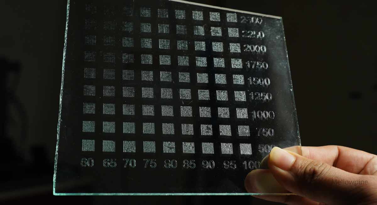 Laser engraving test on glass