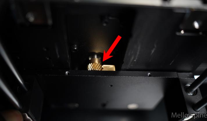 Rack and pinion system driving the Z-axis of xTool S1