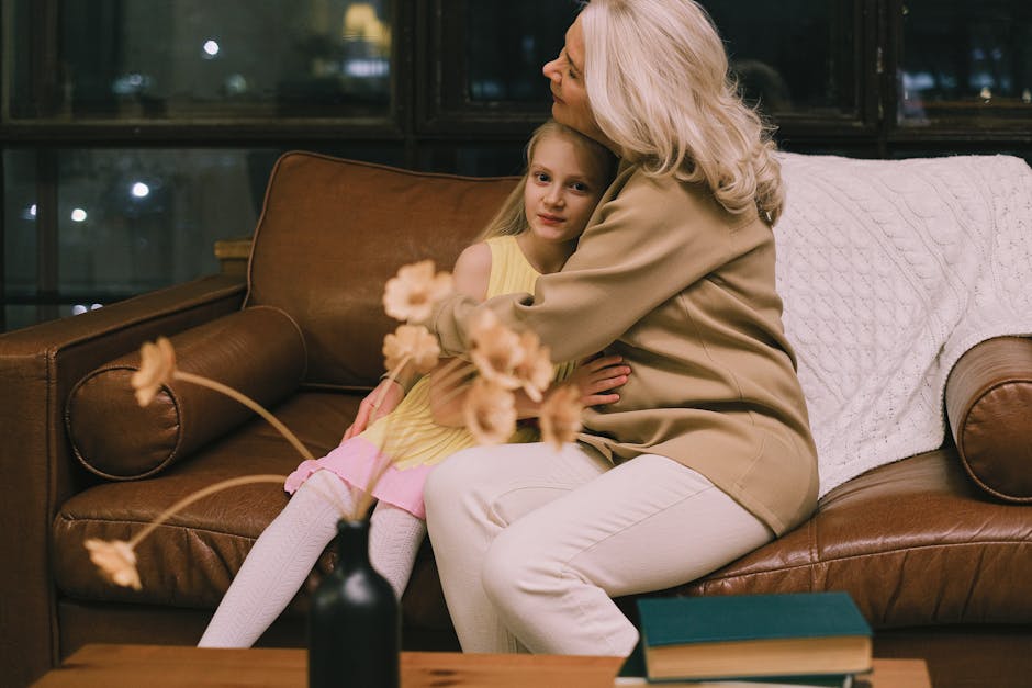 Calm family conversation at home