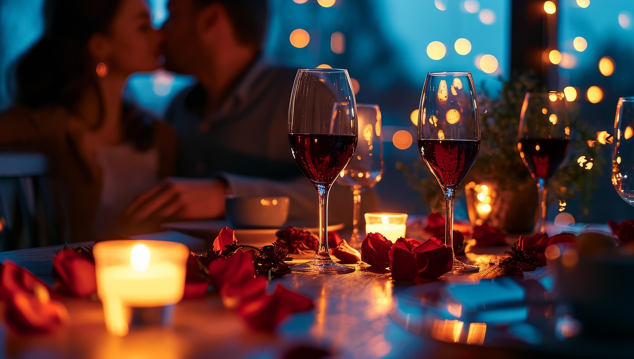 Couple sharing a romantic dinner