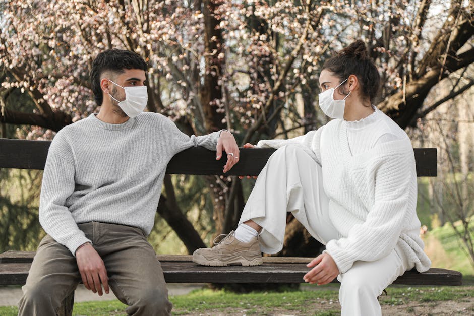 Couple talking calmly outdoors