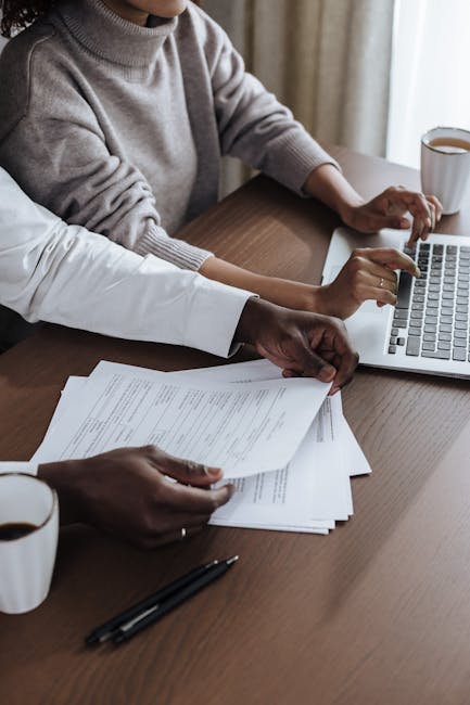 Couple reviewing finances together
